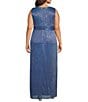 R & M Richards Plus Size Chiffon Metallic Pleat Crinkle 2-Piece Jacket Dress, Color:Baltic/Blue - Image 4