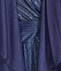 R & M Richards Plus Size Chiffon Metallic Pleat Crinkle 2-Piece Jacket Dress, Color:Baltic/Blue - Image 5