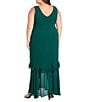 R & M Richards Plus Size Crepe Chiffon 2-Piece Short Sleeve Capelet Ruffle Gown, Color:Emerald - Image 4