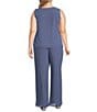 R & M Richards Plus Size Crepe Chiffon 3/4 Sleeve 3-Piece Pantsuit, Color:Dark/Slate - Image 4
