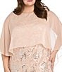 R & M Richards Plus Size Embroidered Sequin Chiffon Sheer Overlay Dress - Image 3