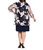 R & M Richards Plus Size Embroidered Soutache Sequin Jacket Dress, Color:Navy/Rose - Image 2