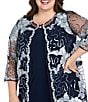 R & M Richards Plus Size Embroidered Soutache Sequin Jacket Dress, Color:Navy/Slate - Image 5