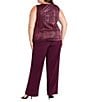 R & M Richards Plus Size Festival Hologram Sequin 3-Piece Duster Pant Set, Color:Merlot - Image 4