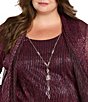 R & M Richards Plus Size Festival Hologram Sequin 3-Piece Duster Pant Set, Color:Merlot - Image 5