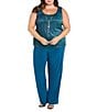 R & M Richards Plus Size Festival Hologram Sequin 3-Piece Duster Pant Set, Color:Peacock - Image 3