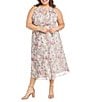 R & M Richards Plus Size Floral Print Blouson Midi Dress, Color:Ecru - Image 1