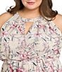 R & M Richards Plus Size Floral Print Blouson Midi Dress, Color:Ecru - Image 3