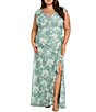 R & M Richards Plus Size Floral Print V-Neck Dress - Image 1