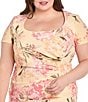 R & M Richards Plus Size Floral Printed Sheath Dress, Color:Yellow - Image 3