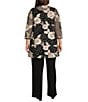 R & M Richards Plus Size Floral Sequin Ribbon Soutache Crew Neck 3/4 Sleeve 3-Piece Duster Set, Color:Champagne/Black - Image 2
