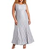 R & M Richards Plus Size Glitter Chiffon Lace Beaded Neck 2-Piece Jacket Gown - Image 3