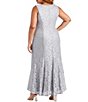 R & M Richards Plus Size Glitter Chiffon Lace Beaded Neck 2-Piece Jacket Gown - Image 4