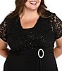 R & M Richards Plus Size Jacquard Cascade Wrap Dress - Image 3