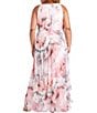 R & M Richards Plus Size Keyhole Neck Sleeveless Floral Print Chiffon Maxi Dress, Color:Pink - Image 2