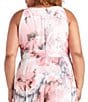 R & M Richards Plus Size Keyhole Neck Sleeveless Floral Print Chiffon Maxi Dress, Color:Pink - Image 4