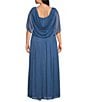 R & M Richards Plus Size Matte Jersey Chiffon V-Neck Caplet Overlay Rhinestone Gown - Image 2
