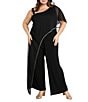 R & M Richards Plus Size Matte Jersey Jumpsuit, Color:Black - Image 1