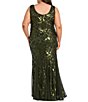 R & M Richards Plus Size Matte Sequin Mesh Long Dress - Image 2