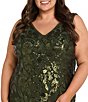 R & M Richards Plus Size Matte Sequin Mesh Long Dress - Image 3