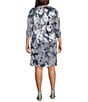 R & M Richards Plus Size Metallic Foil Print 2-Piece Jacket Dress, Color:Navy/Silver - Image 2