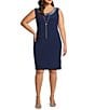 R & M Richards Plus Size Metallic Foil Print 2-Piece Jacket Dress, Color:Navy/Silver - Image 3