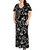 R & M Richards Plus Size Midnight Petal Sequin Long Dress - Image 1