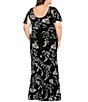 R & M Richards Plus Size Midnight Petal Sequin Long Dress - Image 2