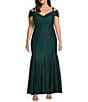 R & M Richards Plus Size Off-the-Shoulder Cap Sleeve Stretch Lace Mermaid Gown, Color:Hunter - Image 4