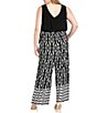 R & M Richards Plus Size Printed Wrap Jumpsuit, Color:Black/White - Image 2