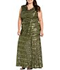 R & M Richards Plus Size Sequin Long Dress - Image 1