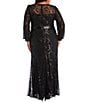R & M Richards Plus Size Sequin Mesh Long Dress - Image 2
