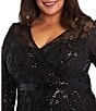 R & M Richards Plus Size Sequin Mesh Long Dress - Image 3