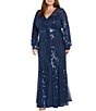 R & M Richards Plus Size Sequin Mesh Long Dress - Image 4