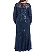 R & M Richards Plus Size Sequin Mesh Long Dress - Image 5