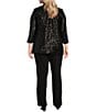 R & M Richards Plus Size Sequin Tuxedo Jacket and Tank 3-Piece Pant Suit, Color:Black - Image 2