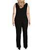 R & M Richards Plus Size Sequin Tuxedo Jacket and Tank 3-Piece Pant Suit, Color:Black - Image 4
