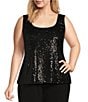 R & M Richards Plus Size Sequin Tuxedo Jacket and Tank 3-Piece Pant Suit, Color:Black - Image 6