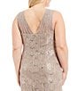 Color:Champagne - Image 3 - Plus Size V-Neck Sequin Sleeveless Lace Fit and Flare Dress
