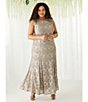 Color:Champagne - Image 4 - Plus Size V-Neck Sequin Sleeveless Lace Fit and Flare Dress