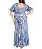 R & M Richards Plus Size V-Neck Embroidered Sequin Power Mesh Gown, Color:Wedgewood - Image 2