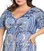 R & M Richards Plus Size V-Neck Embroidered Sequin Power Mesh Gown, Color:Wedgewood - Image 3