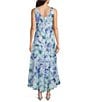 R & M Richards Printed Lurex Chiffon Bolero High Low Ruffle Hem Jacket Dress - Image 4