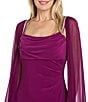 R & M Richards Rhinestone Strap Chiffon Cape Gown - Image 3