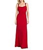 R & M Richards Rhinestone Trim Drape Front Long Dress - Image 1