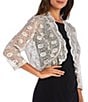R & M Richards Scalloped Stretch Lace Long Sleeve Jacket, Color:Champagne - Image 3