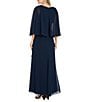 R & M Richards Scalloped Trim Ruffle Side Cascade Long Dress - Image 2