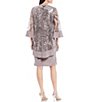 Color:Mauve - Image 2 - Scoop Neck 3/4 Sleeve Embellished Sequin Jersey 2-Piece Jacket Dress