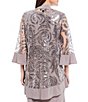Color:Mauve - Image 4 - Scoop Neck 3/4 Sleeve Embellished Sequin Jersey 2-Piece Jacket Dress