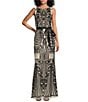 R & M Richards Sequin Pattern Sleeveless Fan Panel Gown - Image 1